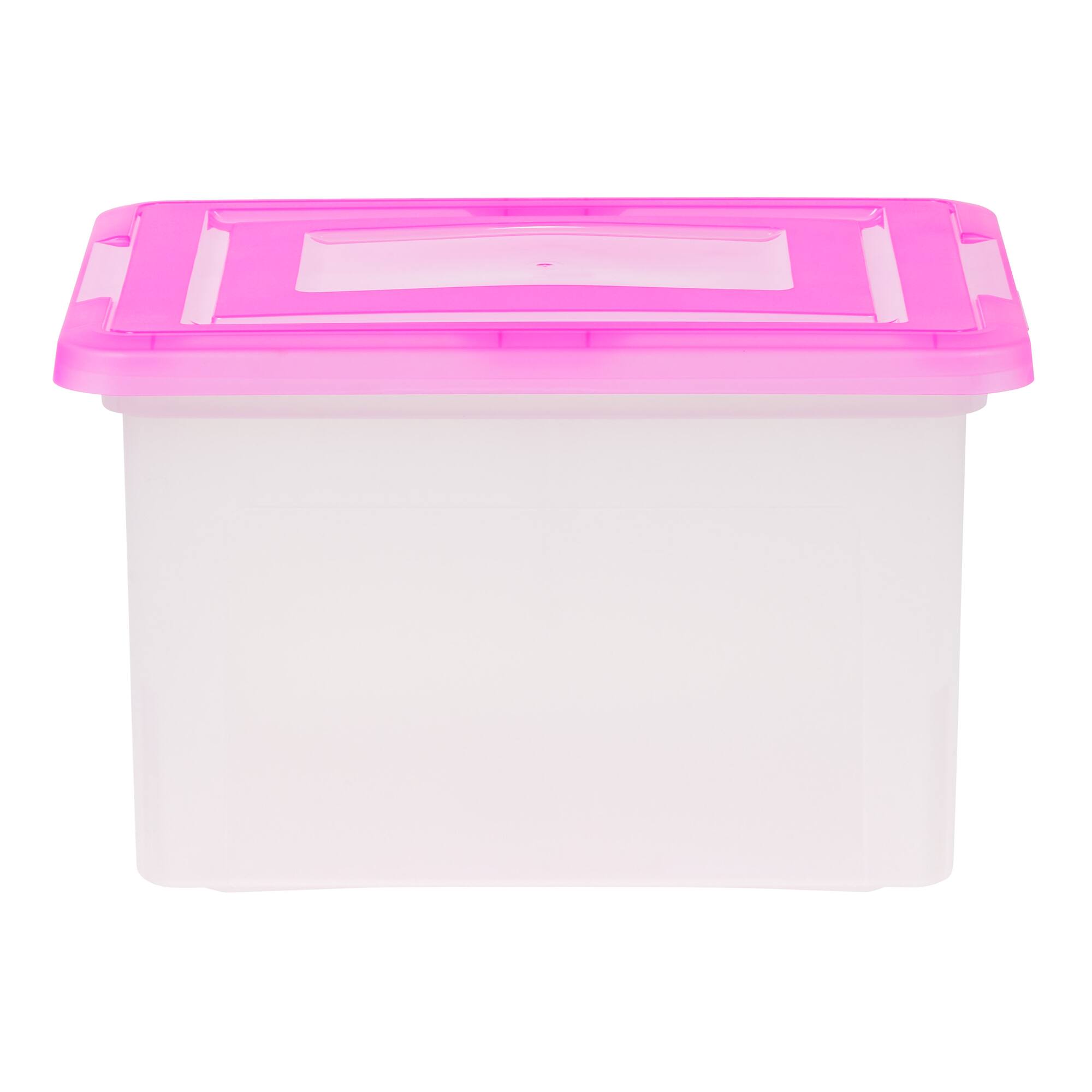 IRIS Pink & Clear Snap Tight Plastic File Organizer Box, 4ct.
